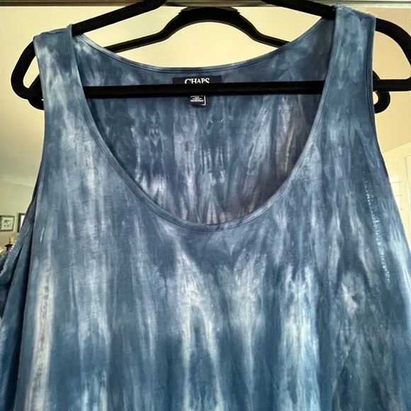 Chaps Sleeveless Blue Tie-Dye Tiered Maxi Dress - Casual Summer Style - Picture 8 of 10